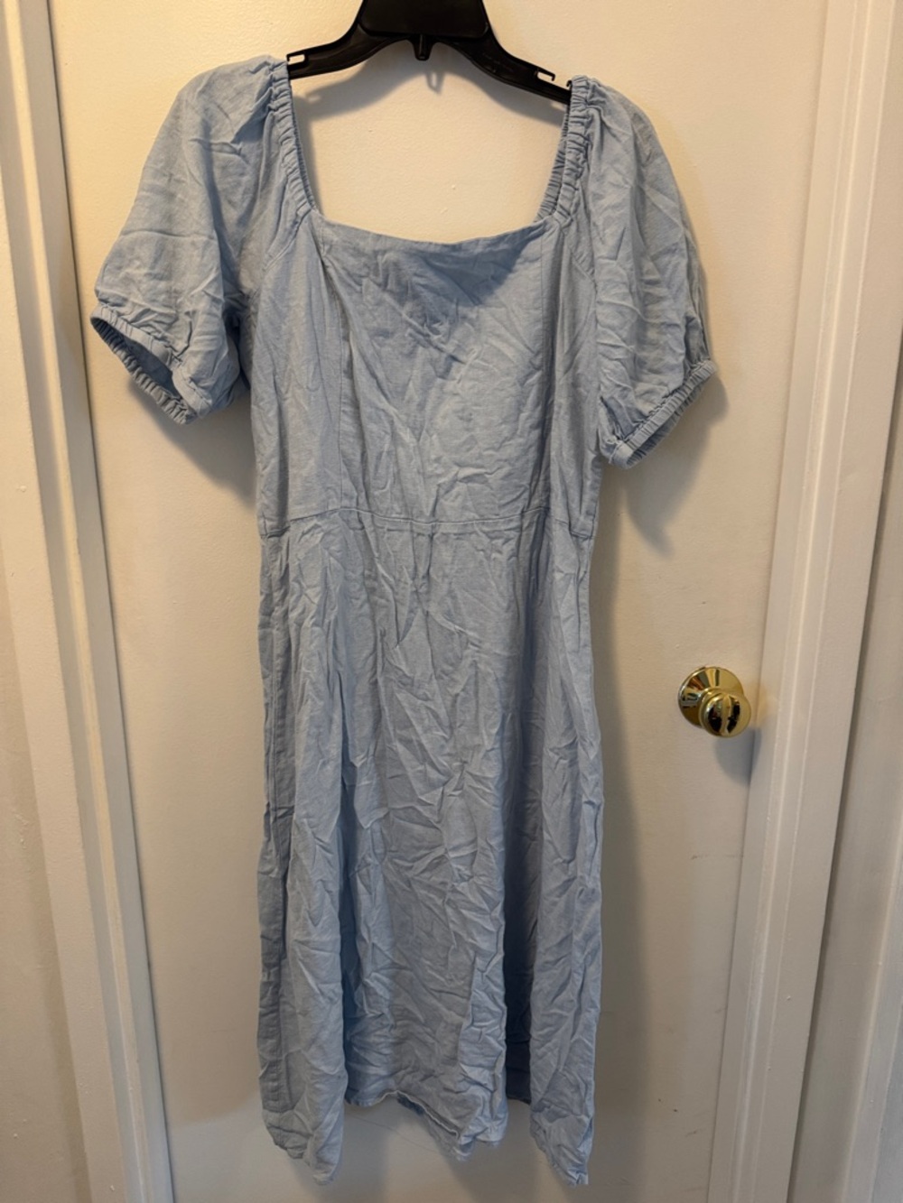 Light Blue Square Neck Midi Dress